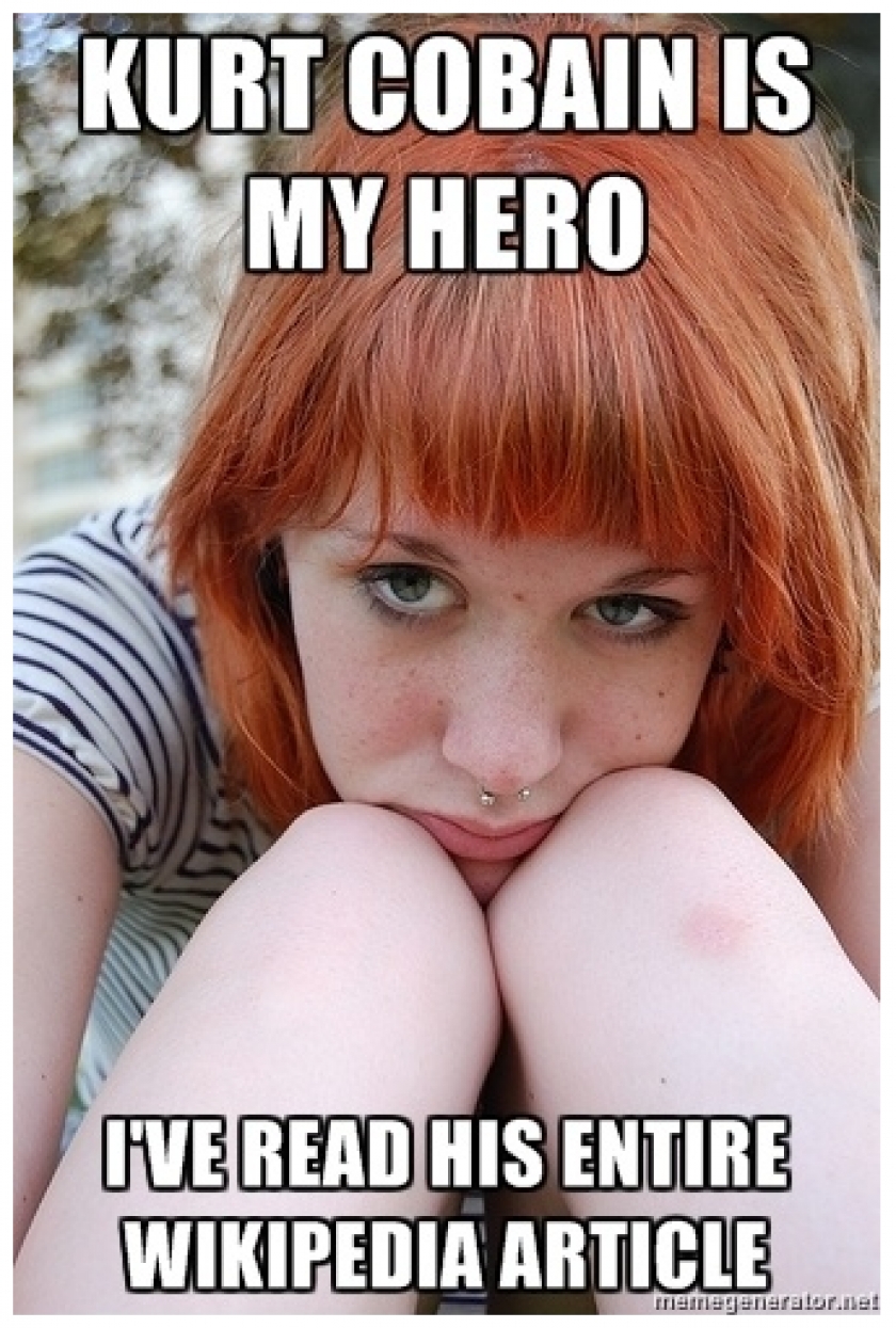                          Kurt Cobain is her hero                      