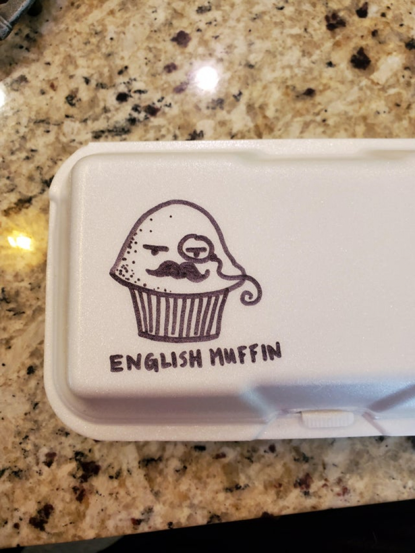  A restaurant worker drew this on my to go box