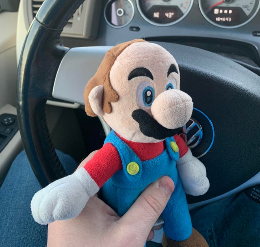 My son cut his Mario hat off. Didn’t realize it was Ron Jeremy hiding under there.