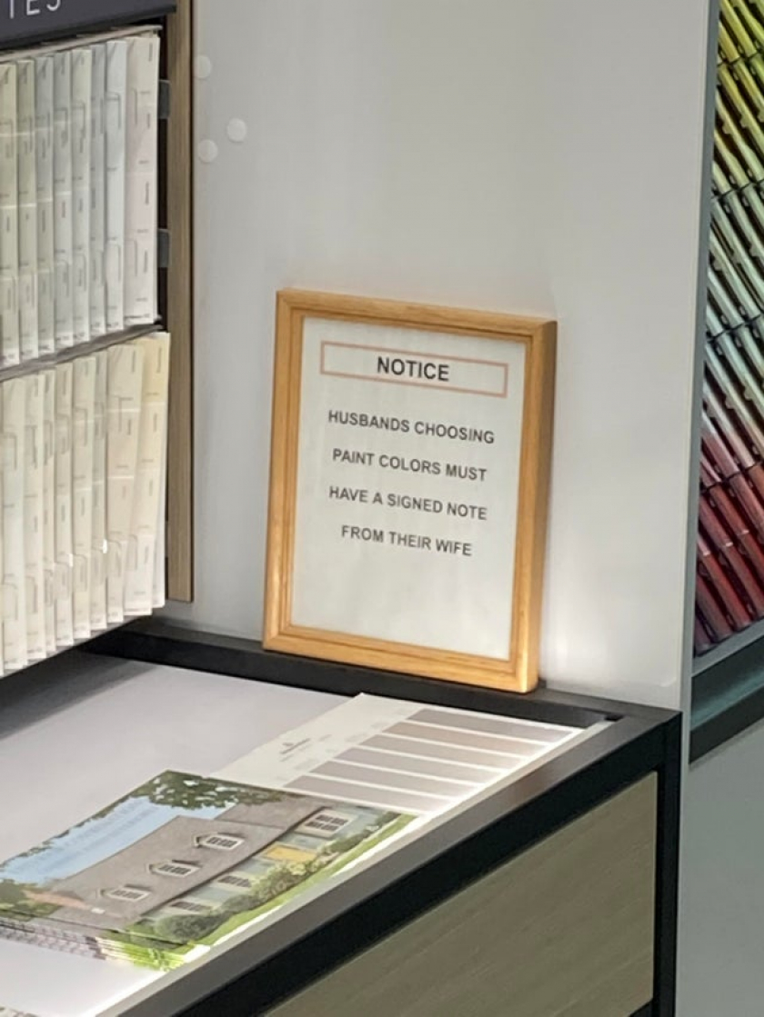 A notice at my local paint store.