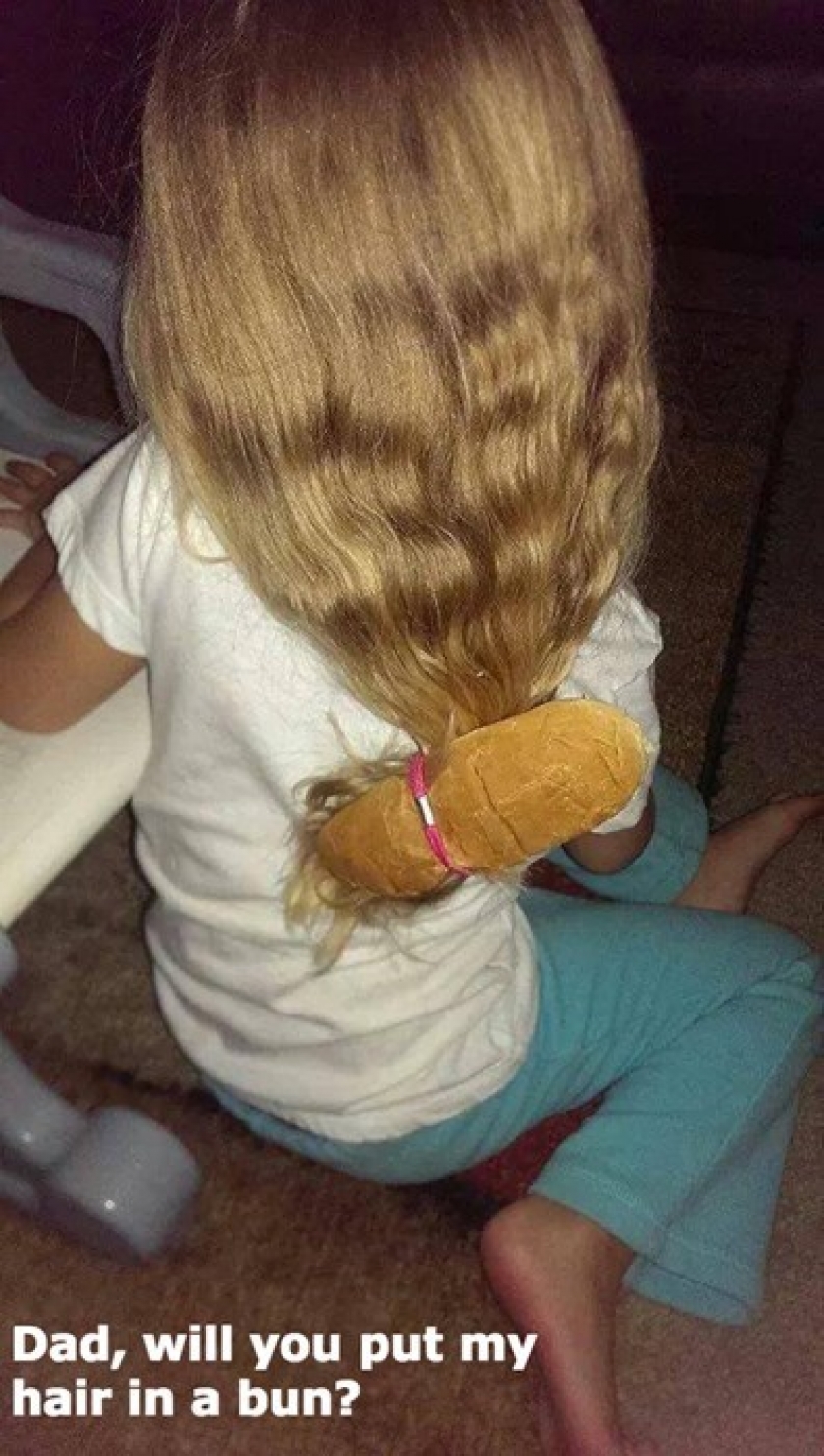                          Hair in a bun                      
