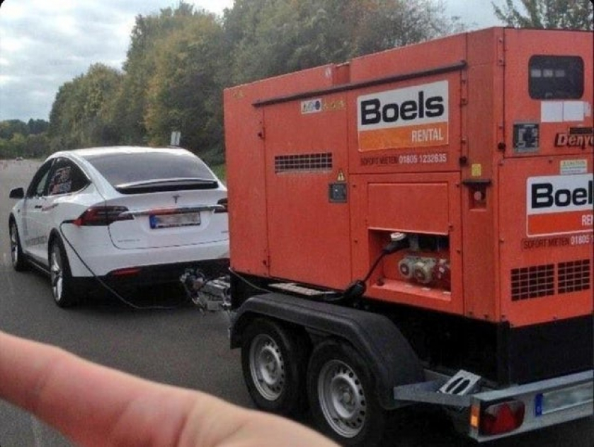 A Tesla equipped with a 'Range Extender'