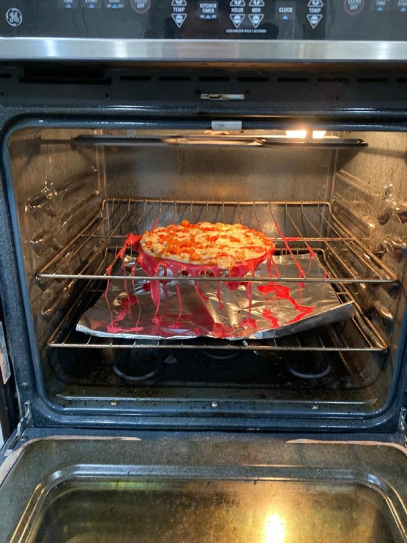 My younger brother, who moves out in 2 weeks, tried to make a pizza