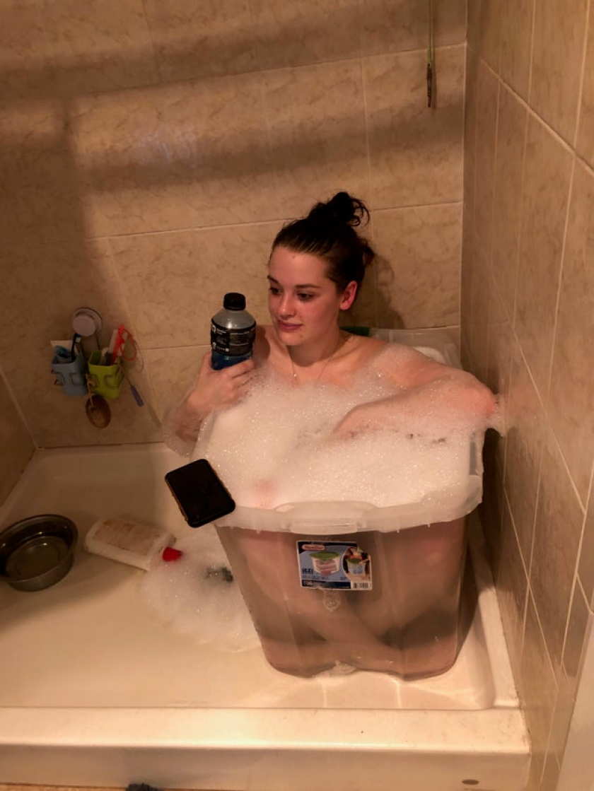 Crazy sore muscles but no bath tub? Improvise. Adapt. Overcome.