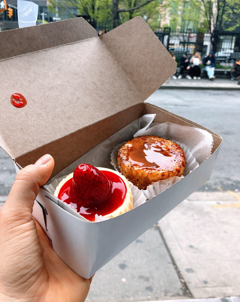 Strawberry cheesecake and salted caramel cheesecake