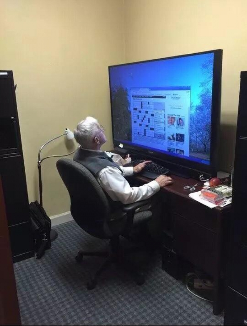 Grandpa knows how to buy a monitor