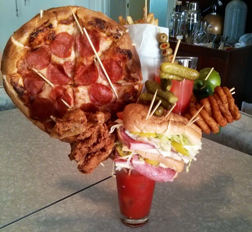                          One bloody Mary before dinner                      