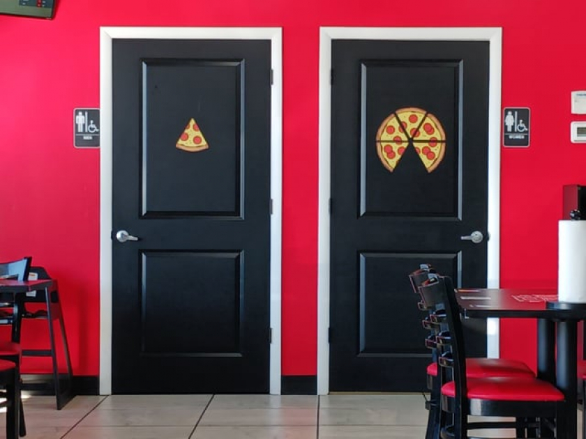 The restrooms at my local pizzeria.