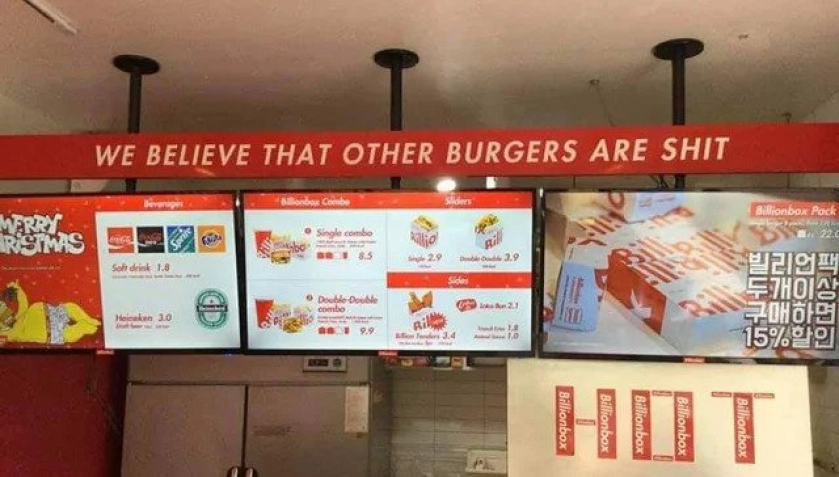 Korean Burger place just come right out and say it.