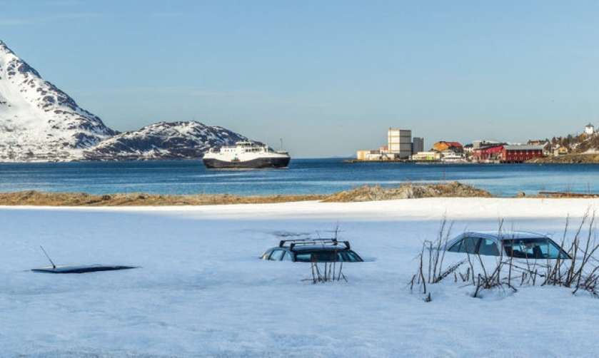 Finally some signs of spring today in Øksfjord, Norway. The cars are beginning to show up again.