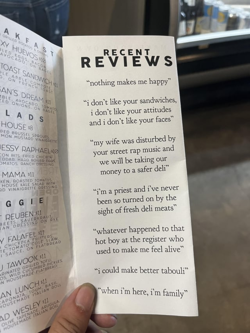 This deli has some interesting recent “reviews”