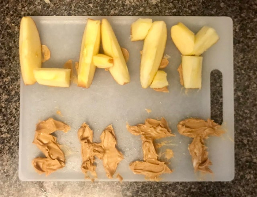 My wife asked for sliced apples & peanut butter while I was trying to do important work…