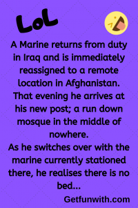 A Marine returns from duty in Iraq and is immediately reassigned to a remote location in Afghanistan.