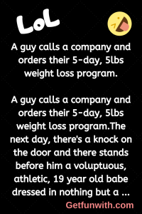 A guy calls a company and orders their 5-day, 5lbs weight loss program.