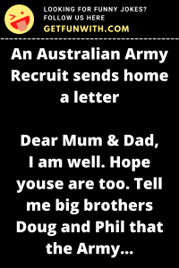 An Australian Army Recruit sends home a letter