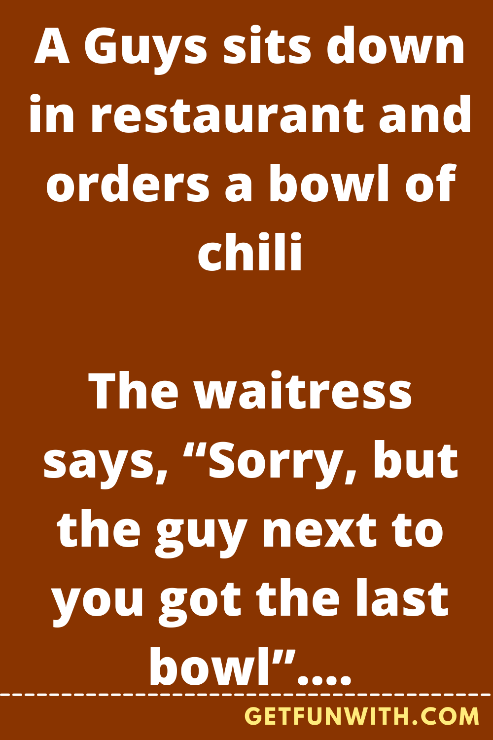 A Guys sits down in restaurant and orders a bowl of chili